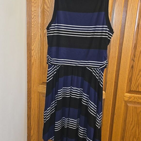 Old Navy Xl Womens Dress Black Navy and White Stripes Sleeveless Summer Swing - Picture 7 of 16